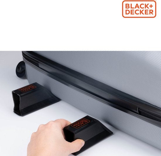 BLACK+DECKER Kit de 6 supports à bagages - Organisateur de coffre - pour valises, cartons de déménagement, courses et plus encore - Butées de chargement - Pinces à bagages - Plastique - Noir