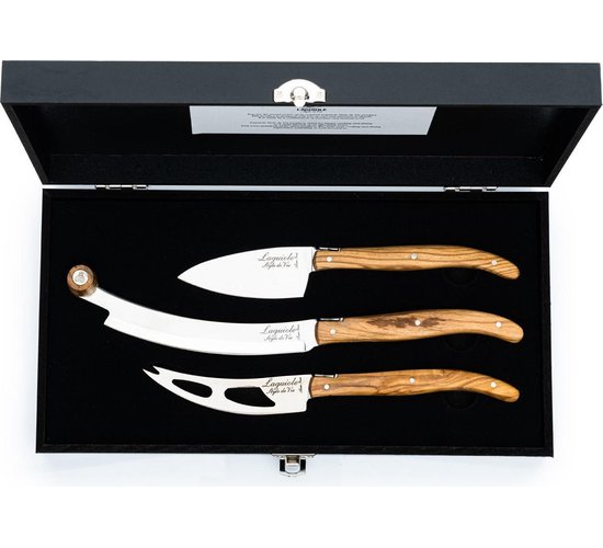 Ensemble de couteaux à fromage Laguiole Style de Vie Luxury Line - 3 pièces - Bois d'olivier