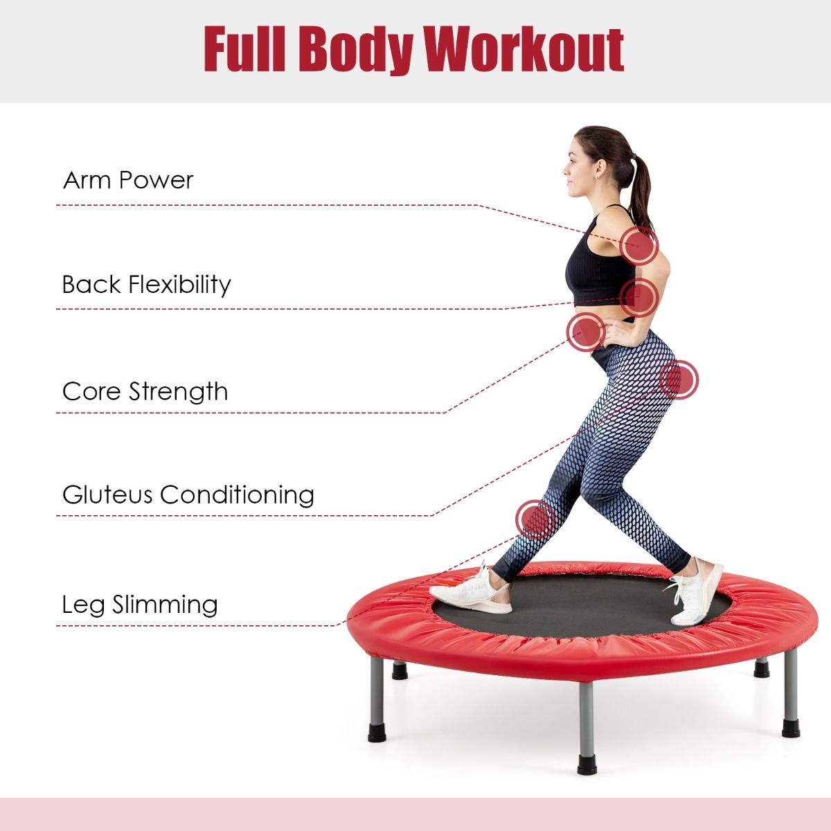 Mini-trampoline Coast - Pliable - Trampoline pour enfants jusqu'à 150 kg - rouge, Ø 97 cm