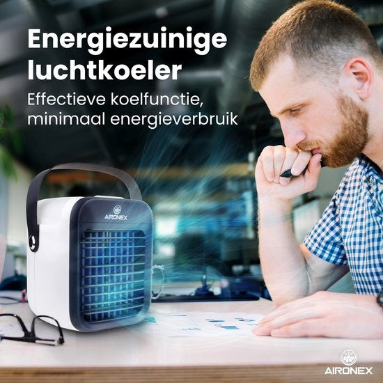 Aironex Refroidisseur d'air portable bleu - jusqu'à 15 m² - Réservoir d'eau 0.3L