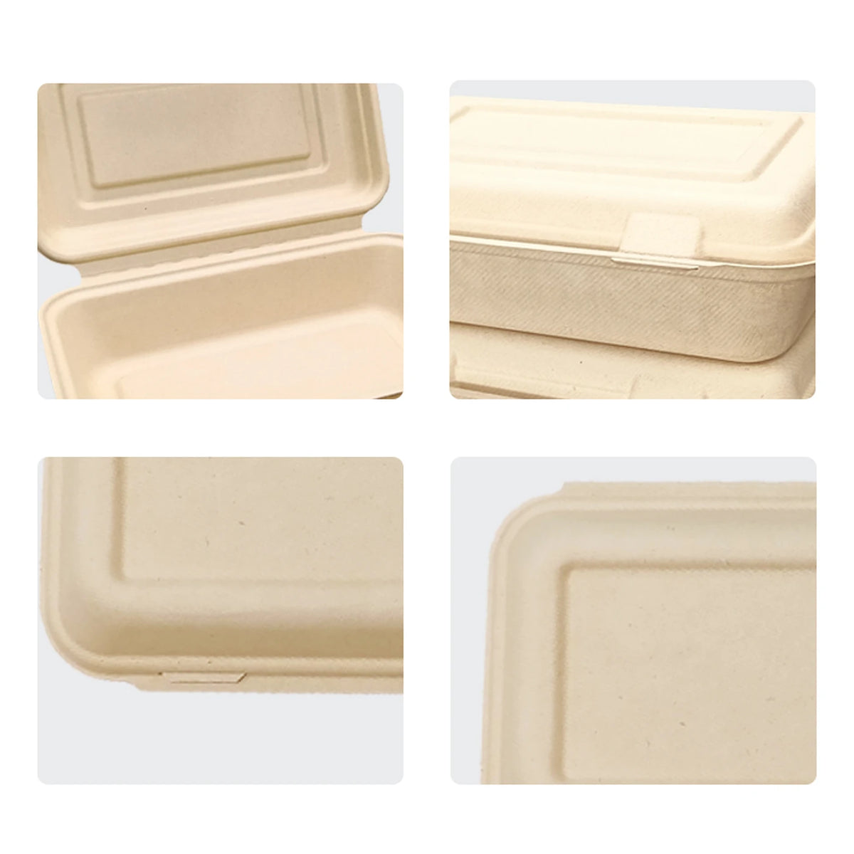 Barquettes Rui Bamboo avec couvercle à charnière - 887 ml - 50 pièces - à usage unique
