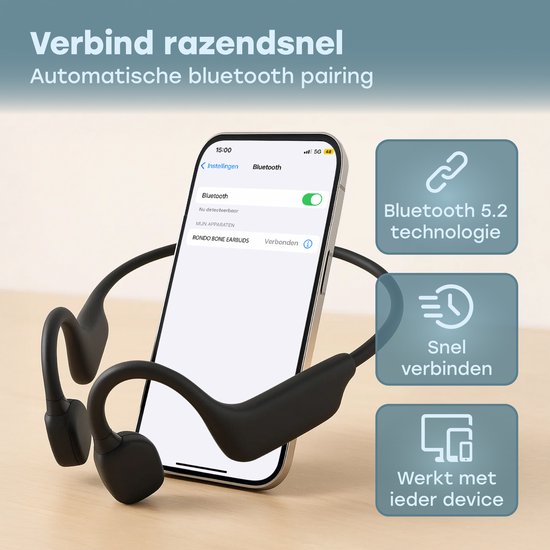 Audyn Bone Rondo - Ecouteurs pour le sport - Ecouteurs à conduction osseuse - Bluetooth - Ecouteurs ouverts - Sans fil - Batterie de 9 heures