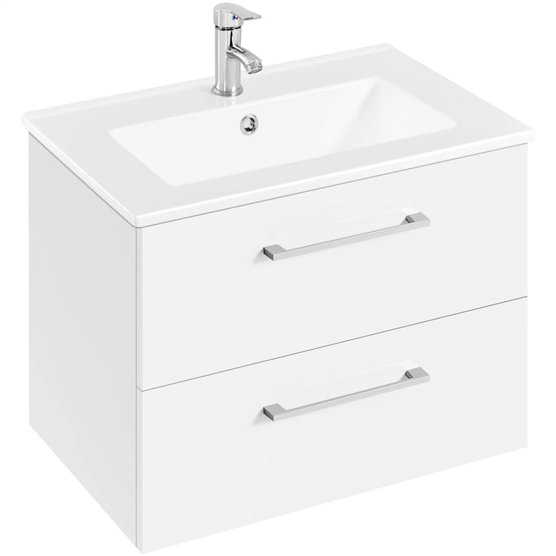 Meuble sous-lavabo suspendu Yaheetech avec lavabo en céramique - 2 pièces - 61 x 39,5 x 45,5 cm - Blanc
