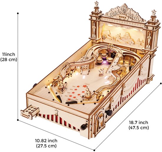 Robotime ROKR 3D Pinball EG01 - Kit de montage en bois - Miniature - Flipper