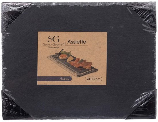 Secret de Gourmet : Planche de service pour amuse-bouches/amuse-gueules - 24 x 32 cm - Ardoise - planche à apéritif - planche à tapas - planche à fromage