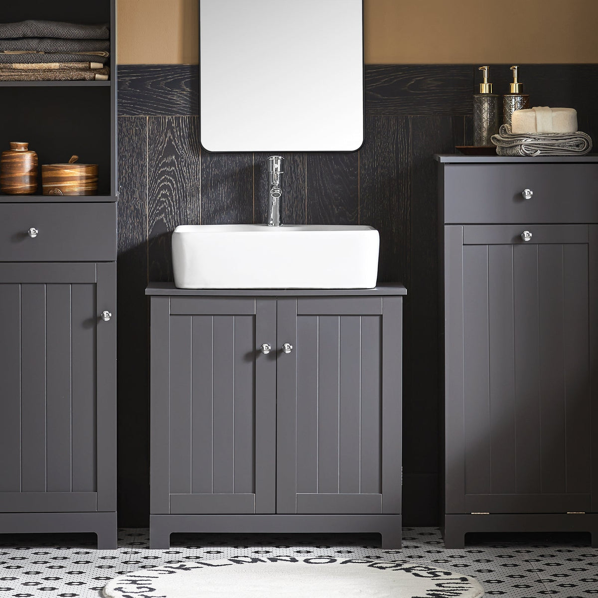 SoBuy Meuble de rangement à 2 niveaux - 60 X 29 X 60cm - gris