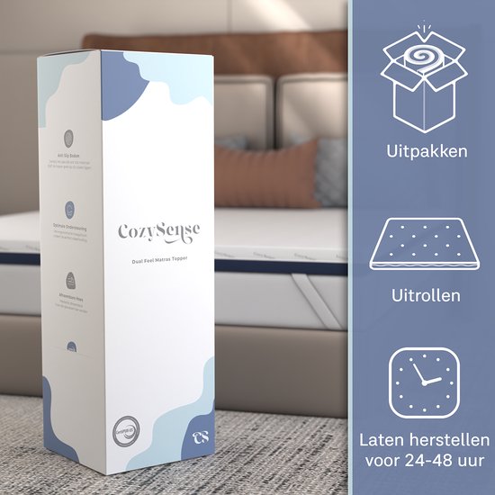 CozySense® DualFeel Topper 120x200 - Surmatelas - Surmatelas - Avec face froide et face chaude - CertiPUR® - Fermeté - 7.5 cm - Housse lavable