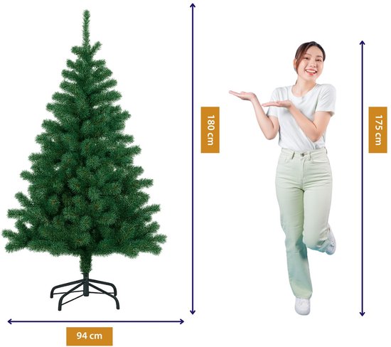 Arti Casa Sapin de Noël artificiel 180 cm - Sapin de Noël artificiel avec socle - 650 branches - Décoration de Noël d'intérieur - Vert