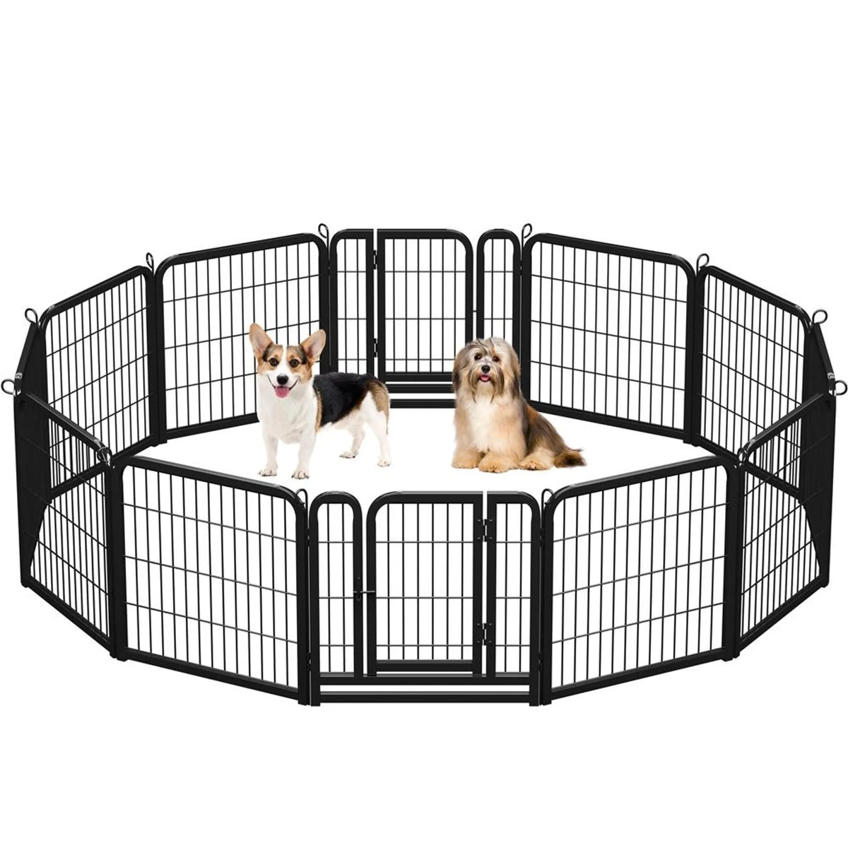 Enclos pour chiots Yaheetech, 12 pièces – 246 × 122 × 60,5 cm – Noir – Pliable avec porte