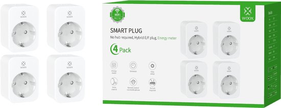 R6118, lot de 4 - Prise intelligente avec minuterie et compteur d'énergie - Compatible avec Alexa et Google Assistant