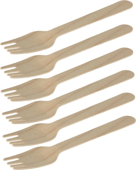 Couverts jetables pour barbecue/anniversaire/camping - fourchettes - 40 pièces - en bois - 16 cm - écologiques/compostables