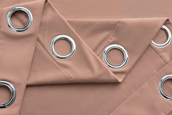 Larson - Rideaux en velours - 1,4 m x 2,5 m - Anneaux - Rose