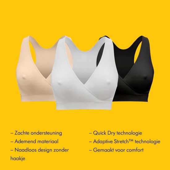 Soutien-gorge de nuit Medela Keep Cool Sleep - Soutien-gorge de nuit sans coutures - Soutien-gorge de grossesse - Soutien-gorge d'allaitement avec 2 zones respirantes - Tissu Soft Touch - Blanc - Taille M