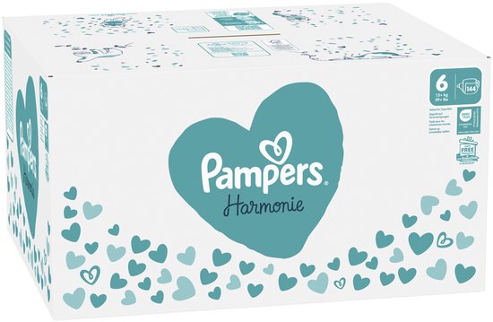 Couches Pampers Harmonie, taille 6, coffret mensuel - 144 couches - 13 kg et plus
