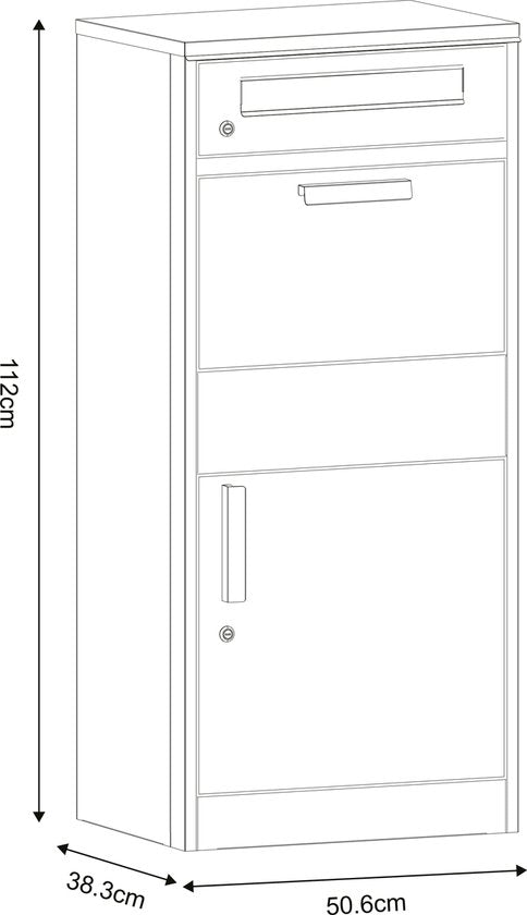 Boîte aux lettres pour colis AXI Levi en métal anthracite/aspect bois – Boîte pouvant contenir plusieurs colis – Avec serrure et compartiment séparé pour le courrier – 50,6 x 38,3 x 112 cm