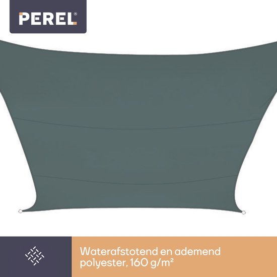 Perel Toile d'ombrage, hydrofuge, 4 x 3 m, 160 g/m², polyester, rectangle, vert gris