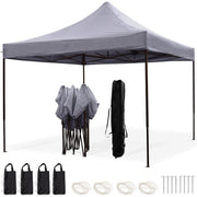 Tente de réception LifeGoods - Barnum- 3x3 m - Facile à monter - Pliable - Imperméable - Sac de transport à roulettes - Gris foncé