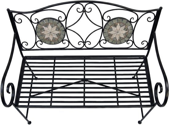 Banc de jardin AXI Margot Mozaïek Ster – Gris/marron – Banc de jardin en métal – 107 x 54 x 92 cm – Banc de jardin pour 2 personnes – Aspect mosaïque – Incrusté de carreaux de céramique – Pour le jardin, la terrasse et le balcon