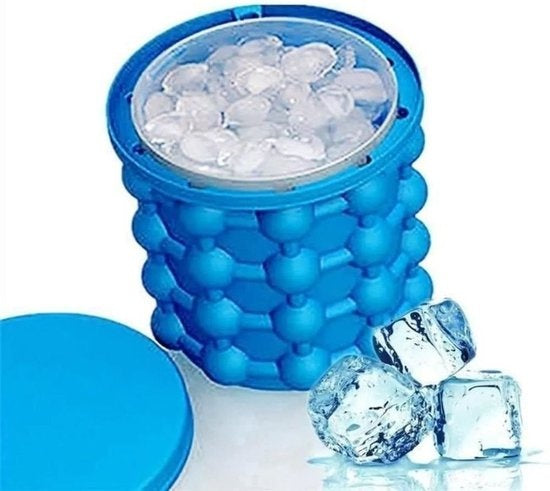 Seau à glace/cubeur de glace - Shop-Story - Refroidisseur de boissons - Seau en silicone 2 en 1 - Bleu