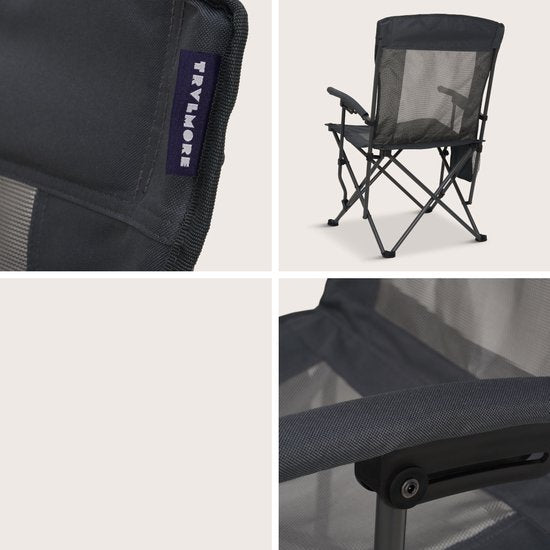 TRVLMORE Chaises de camping - pliables - 2-Pack - Capacité de charge 120KG - Sac de transport inclus - Chaise pliante - Chaise de pêche - Chaise de camping - Chaise pliante - Gris