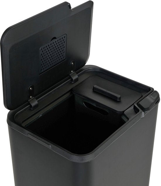 Poubelle Umuzi Cleaning - 70 litres - Noire - Tri sélectif - 41,5,5 x 31,4 x 77,8 cm