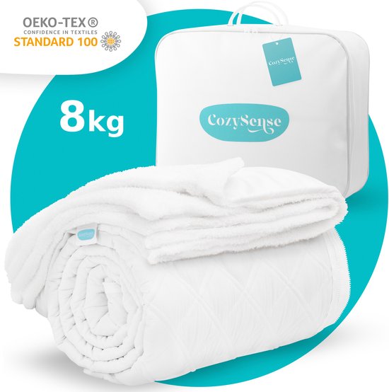 Couverture lestée CozySense® 8 kg - Couverture lestée - Couverture lestée avec répartition de la pression GLASS-Flow® - Couverture lavable incluse - 140x200 cm - Blanc