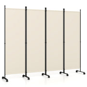 Coast : paravent à 4 panneaux sur roulettes - pliable - protège de la vue - beige - 1 pièce