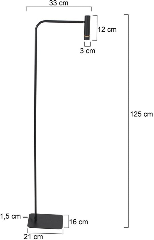 Lampadaire Steinhauer Volari 4710ZW en plastique noir et métal, hauteur 120 cm, ampoule LED « dim-to-warm » avec tête orientable et inclinable, pour usage intérieur