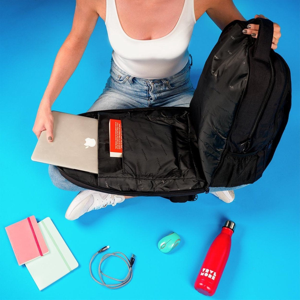 TRVLMORE Sac à dos - 36L - 17.3 inch - Sac à dos pour ordinateur portable - Sac d'école - Unisex - Splashproof Black