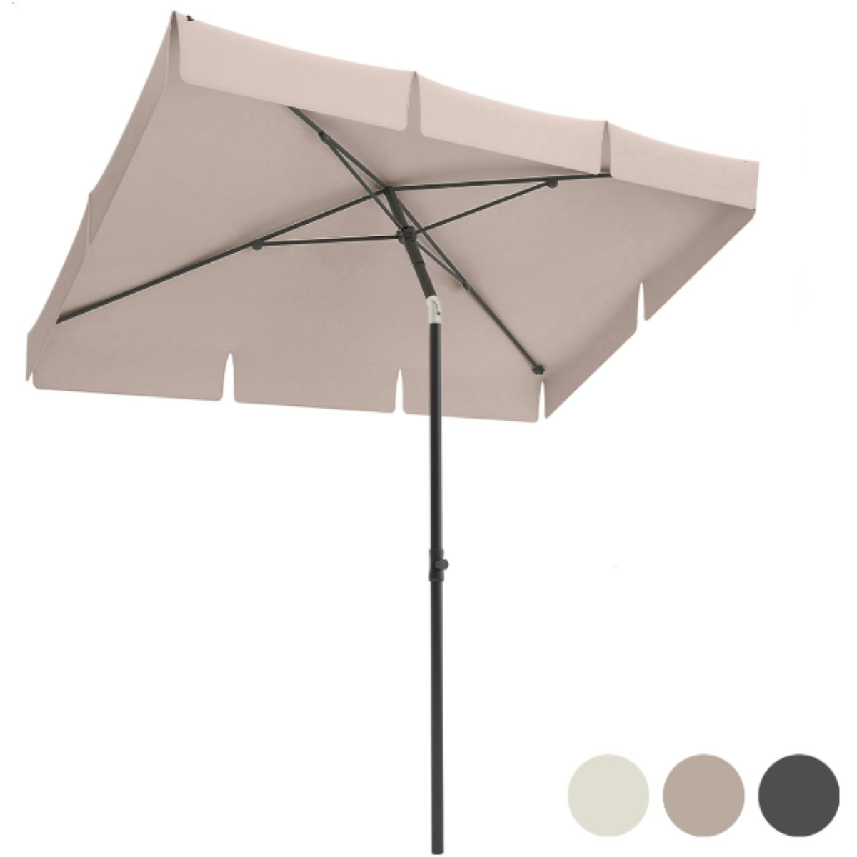 Parasol - LifeGoods - Jardin & Balcon - 200 x 125 cm - Inclinable à 30° - Imperméable - Avec Housse - Taupe