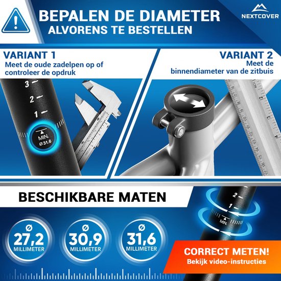 NEXTCOVER® Suspension Seatpost - The original - Tige de selle 30.9mm de diamètre et technologie [Comfort-Spring] - Tige de selle avec suspension Noir