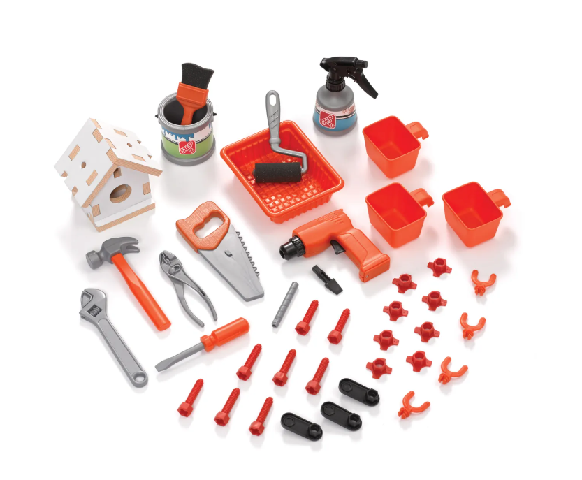 Step2 Big Builders Pro : établi 70 x 98 x 97 cm – 45 accessoires – Atelier de bricolage pour enfants