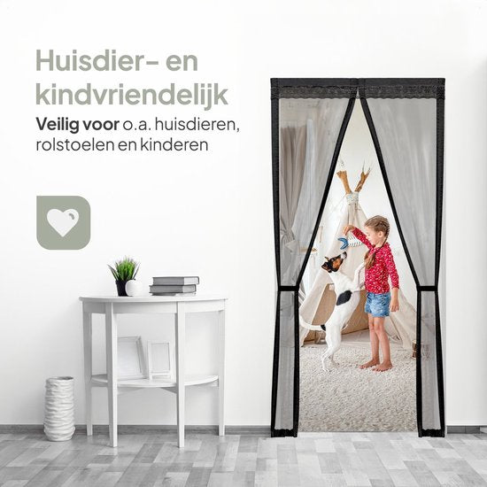 O'DADDY® Moustiquaire de porte Deluxe FIBER - Moustiquaire magnétique - Pour les portes neuves et standard - Installation facile - Moustiquaire noire - 100 x 220 cm