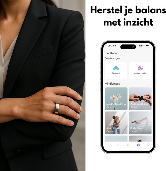 Focus® S2 Smart Ring - Or - Taille 8 - AI Coach - Fréquence cardiaque - Cycle menstruel - Moniteur de sommeil - Score de récupération - Smart Ring - Performance sportive - Podomètre - IP68 Waterproof - Mesure de l'O2 - Femmes - Hommes - Wearables - Etui d