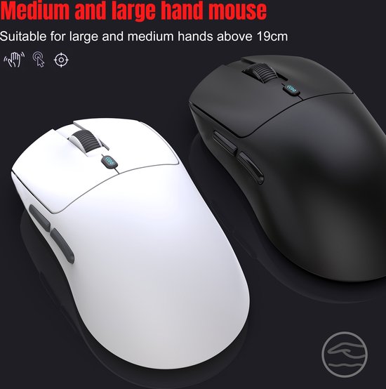 Souris gaming Fuegobird T68 – Ultra-légère (54 g) – Sans fil tri-mode – 12 000 DPI – Rechargeable via USB-C – Ergonomique – Blanche