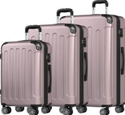TRVLMORE Set de valises - 3 pièces - Set de valises de voyage complet - 45L Hand Luggage + 75L and 115L Spacious Luggage - Rose Gold