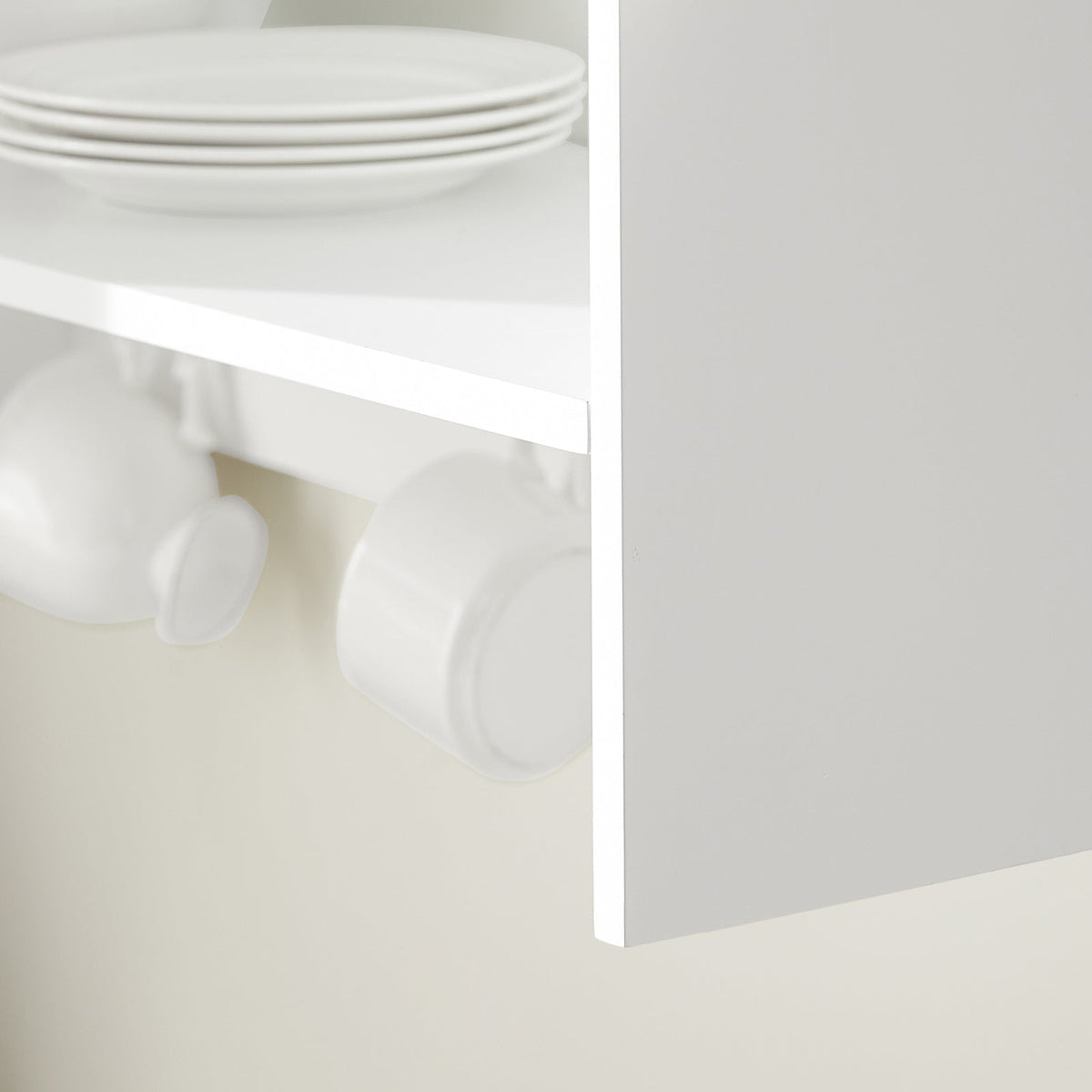 SoBuy Meuble de rangement avec support pour assiettes - Max. 10 kg - 64 x 24 x 71 cm - Blanc/ Naturel