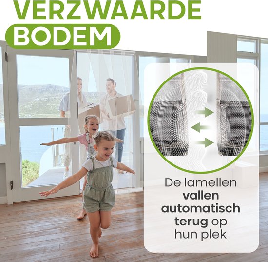 O'DADDY® Fly Curtain Slat Screen - 100x260 cm - Rideau de porte - Porte - Design ajustable - Fibre de verre - Moustiquaire de porte blanche