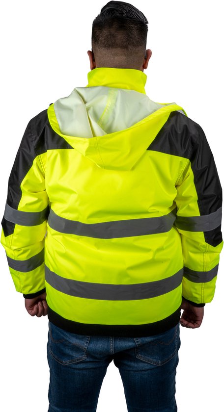 Veste de sécurité Dunlop XL - Gilet de sécurité pour adultes - Design fonctionnel avec poches - Fluorescent - Coupe confortable et universelle - Plastique PES - Jaune