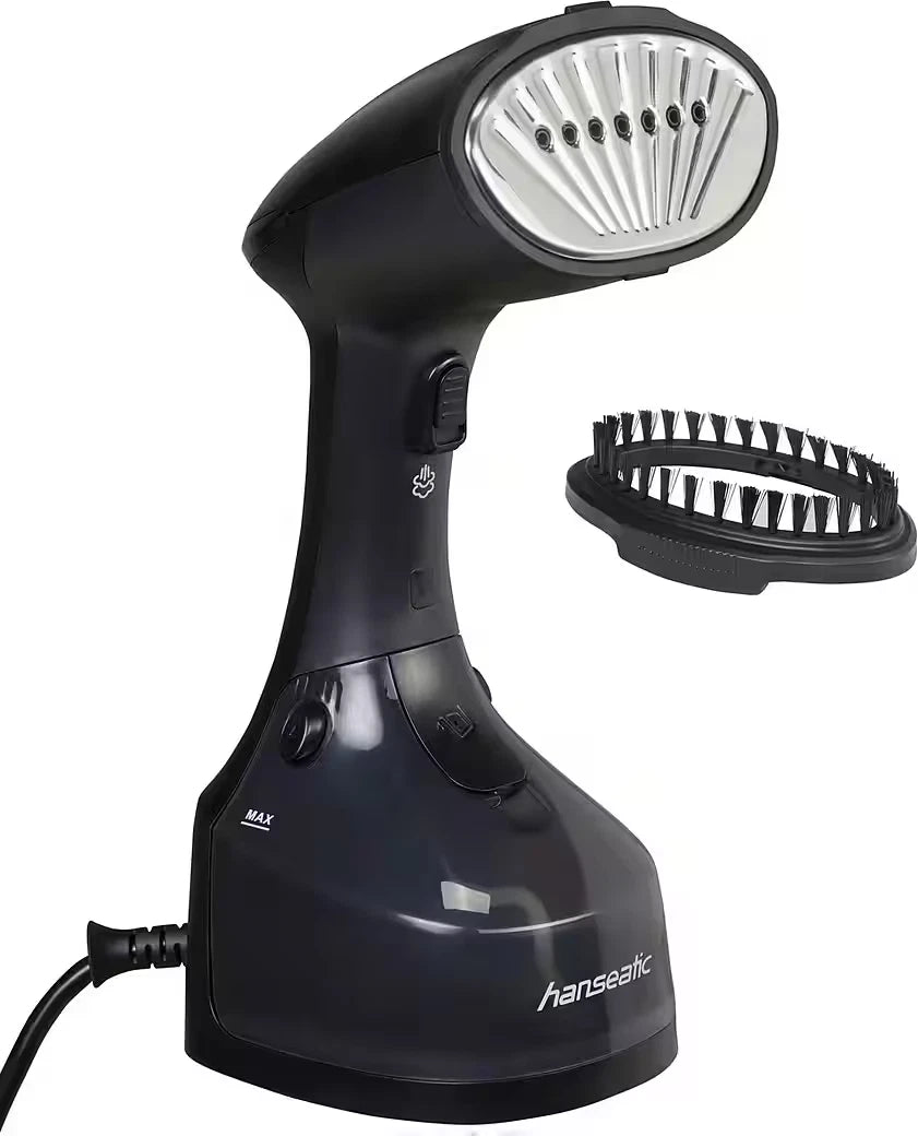 Hanseatic - Station de repassage à vapeur avec brosse à vapeur - 2400 Watts et jet de vapeur - Pour vêtements et textiles - Repassage vertical inclus - Plastique noir et métal