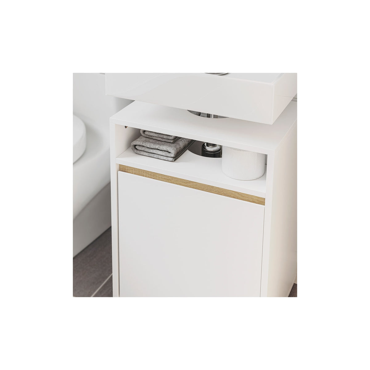 Meuble sous-vasque SoBuy à 1 porte - Blanc - 40 x 36 x 60 cm - Avec compartiment ouvert, style moderne