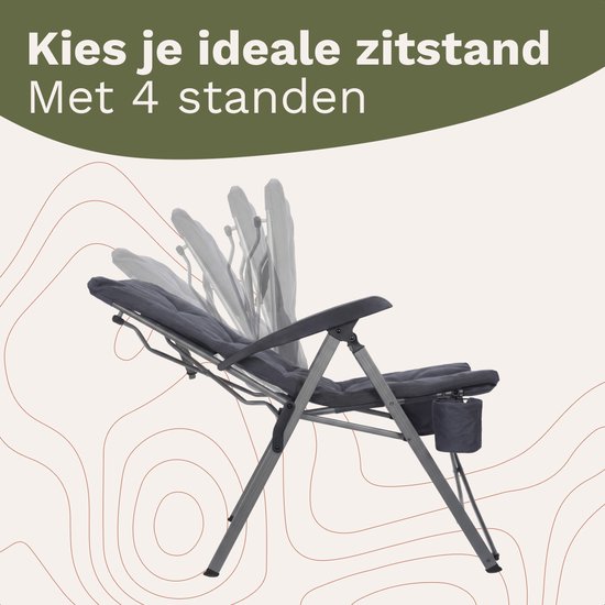 TRVLMORE Chaises de camping de luxe - pliables - 2-Pack - Capacité de charge 150KG - Sac de transport inclus - Chaise pliante - Chaise de camping - Chaise pliante - Gris
