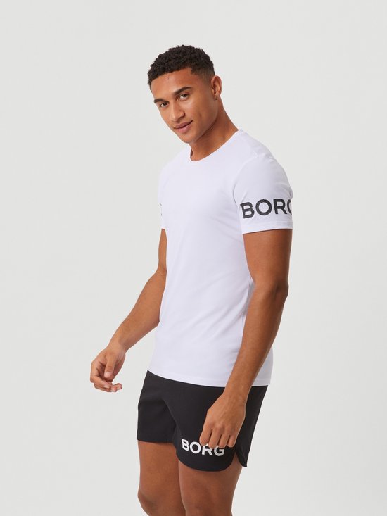 T-shirt de sport Björn Borg pour homme, manches courtes - Blanc - Polyester recyclé - Taille L