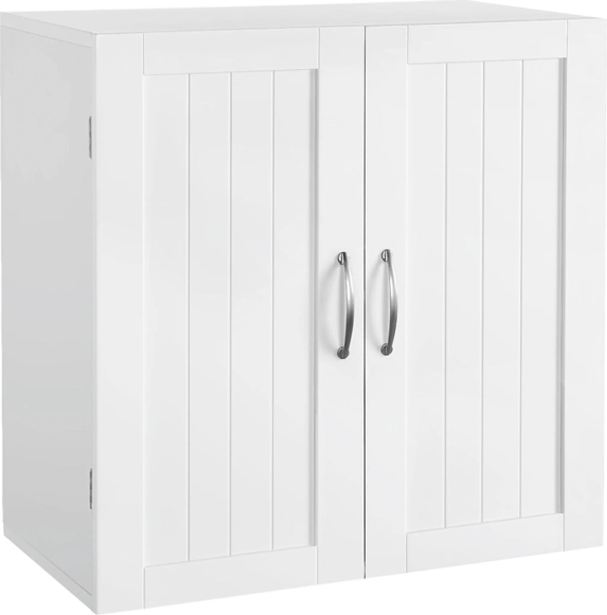 Yaheetech Meuble mural avec 2 portes - avec étagères réglables en hauteur, ferrures métalliques et surface lisse - pour salle de bains, cuisine et chambre - MDF blanc E1 - 59,5 x 31 x 59,5 cm