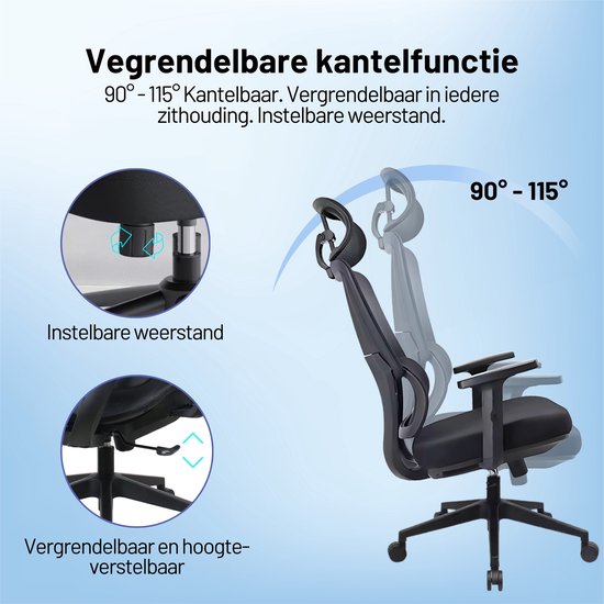 GAME HERO® Ergo G1 Chaise de bureau ergonomique - Chaise de bureau pour adultes - 150 kg - Noir