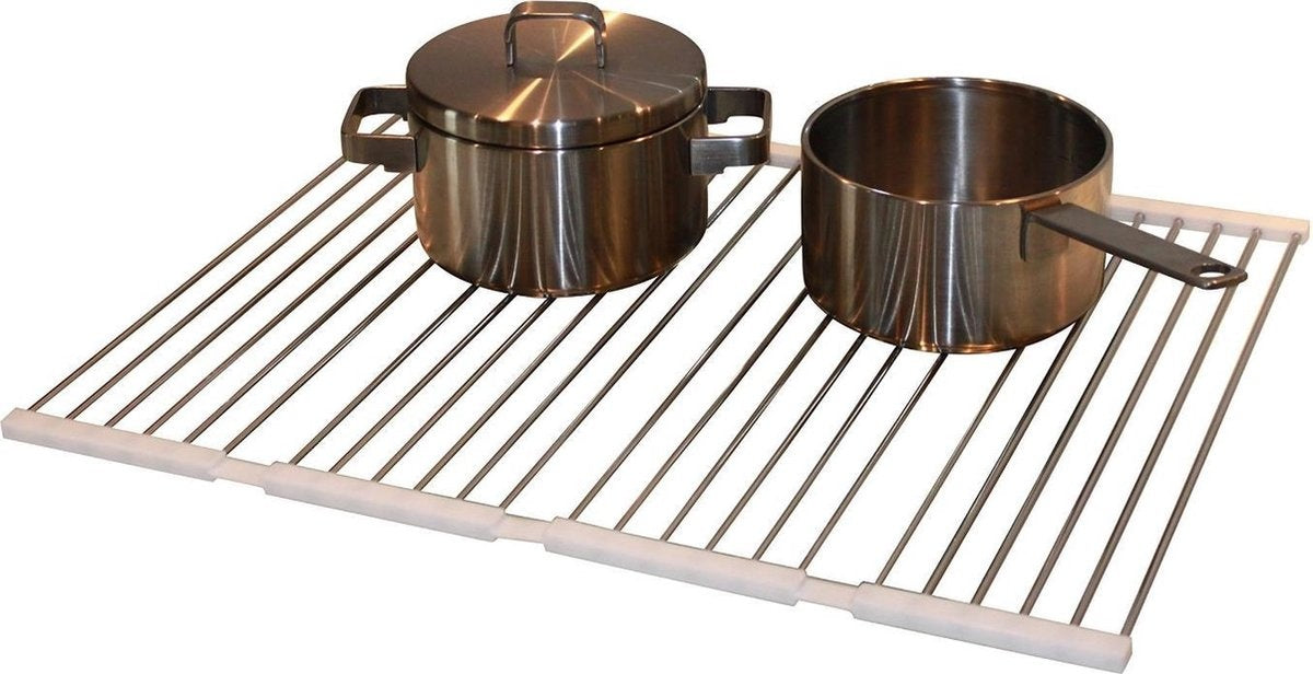 Égouttoir en acier inoxydable | Grille d'égouttage pliable Copa Design | Grille pour casseroles | Support pour casseroles | Dessous-de-casserole | Acier inoxydable