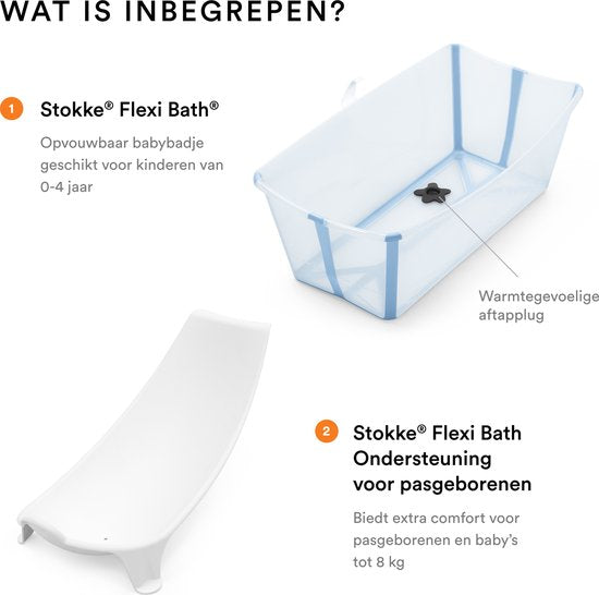 Baignoire Stokke Flexi Bath (Ocean Blue) avec support pour nouveau-nés - Durable et facile à ranger - Pratique à la maison ou en voyage - Pour les bébés et les tout-petits jusqu'à 4 ans