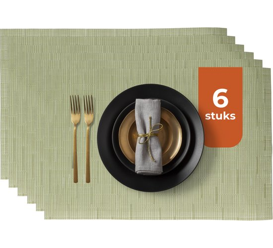 Sets de table Castagnola - Sets de table en plastique - Sous-verre - Sets de table en plastique et PVC - 6 pièces - 45 x 30 cm - Vert