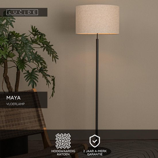 Lucide MAYA - Lampadaire - Ø 45 cm - 1xE27 - Beige - Japandi