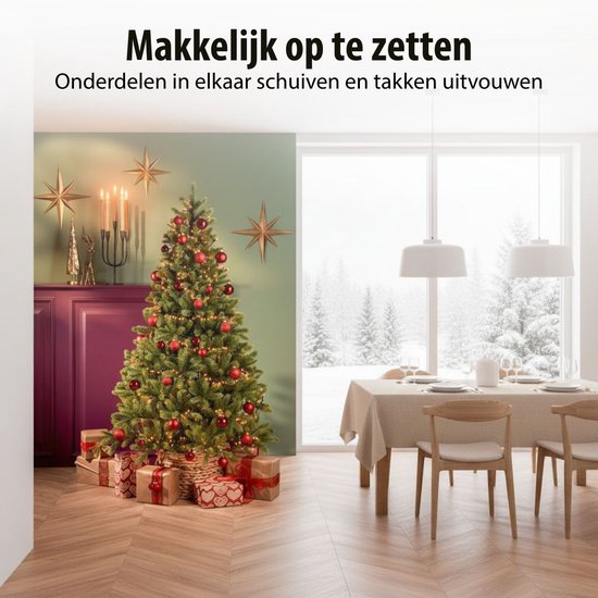 Black Box Trees Nagoya Sapin de Noël - Sapin artificiel avec éclairage LED et structure articulée - Décoration de Noël d'intérieur au look naturel - Rond - H 210 x Ø 115 cm - Vert